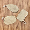 Eco Beige natural loofah scrubs set of 3 with shapes: Oval, Rectangle, Droplet.