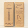 Matted zinc alloy safety razor in kraft box packaging. with full instructions