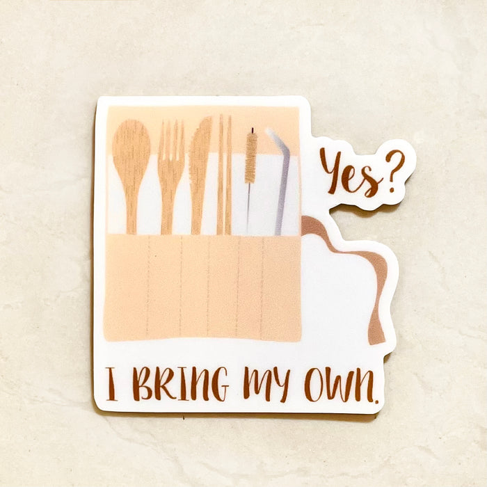Cute waterproof sticker with your daily dose of eco-journey motivation! If you are someone who brings your own utensils, container, or bottle on-the-go, take this sticker as a badge to show the world!