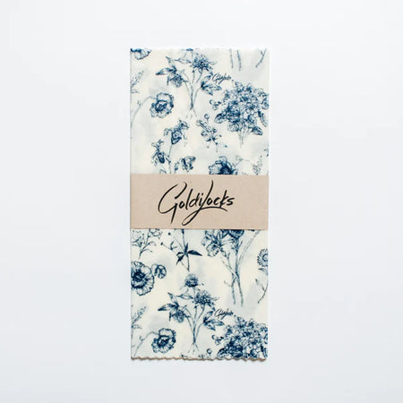 Vintage botany blue and white beeswax food wrap
