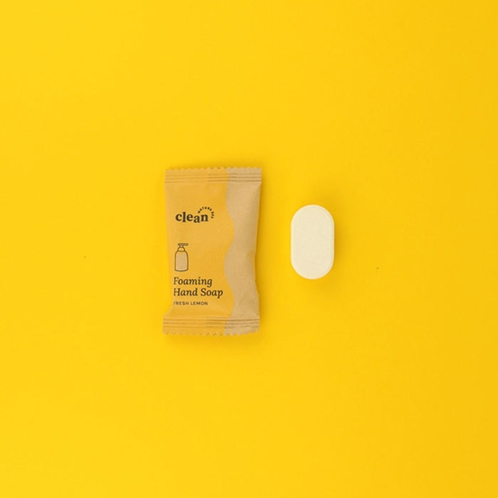 This concentrated hand soap tablet eliminates the need to buy another plastic bottle! The tablet is formulated with eco-friendly, vegan, and biodegradable ingredients which puts no harm to our planet and health! It will leave your hand with fresh lemon scent