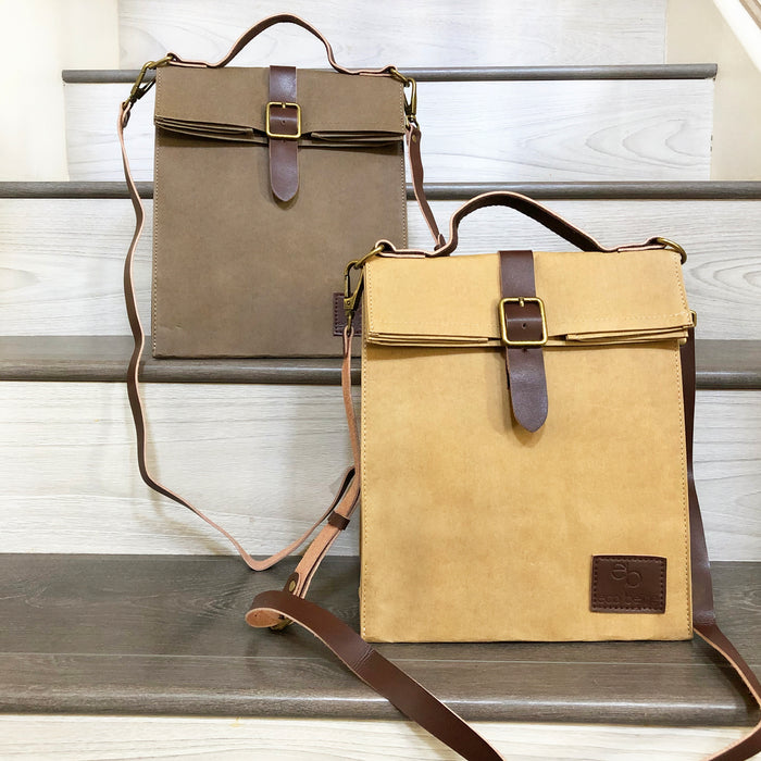 Paper Leather Retro Messenger Lunch Bag