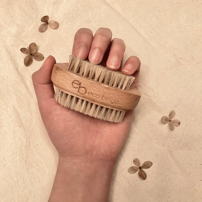 Eco-friendly nail brush made of hemp and  bamboo.  Double sided brush for manicure or nail hygiene.