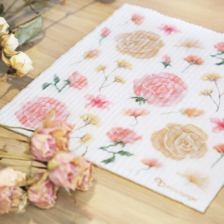 This elegant Rose Garden Swedish Sponge Cloth is a great addition to a more sustainable home. Sponge cloth is one of the most incredible and eco-friendly house cleaning tool. It replaces up to 17 paper towel rolls, preventing lots of single-use waste in the household. The cloth is also super absorbent, great for picking up liquid spill. It is machine washable and dries super quickly leaving no odor behind! Remember, it is also fully compost when it's time to replace one!