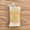 Eco Beige Natural Produce Bags bundled up in set of 3 with natural Kraft paper. Plastic-free packaging.