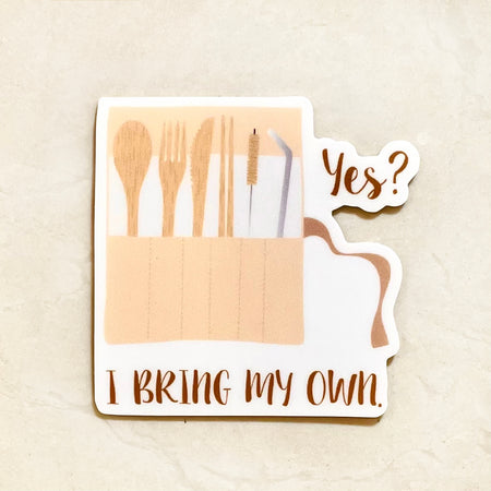 Cute waterproof sticker with your daily dose of eco-journey motivation! If you are someone who brings your own utensils, container, or bottle on-the-go, take this sticker as a badge to show the world!