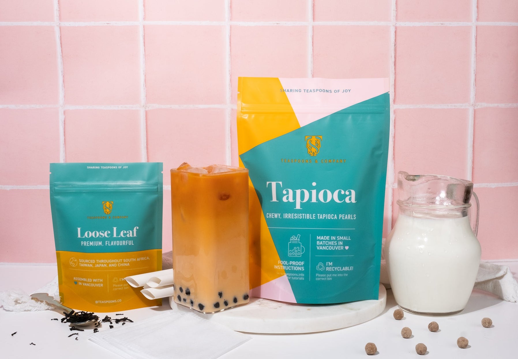 Lychee Black Tea Bubble Tea Kit 101 Teaspoon & Co Eco Beige