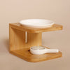 Eco Beige bamboo wax warmer stand with removable metlilng dish and ceramic tea-light holder.
