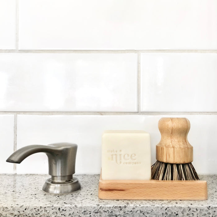 ECO BEING SUSTAINABLE PRODUCTS eco being natural bubble up dish brush set  with soap dispenser. bamboo